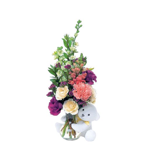Teleflora's Bear Hug Bear with White Roses